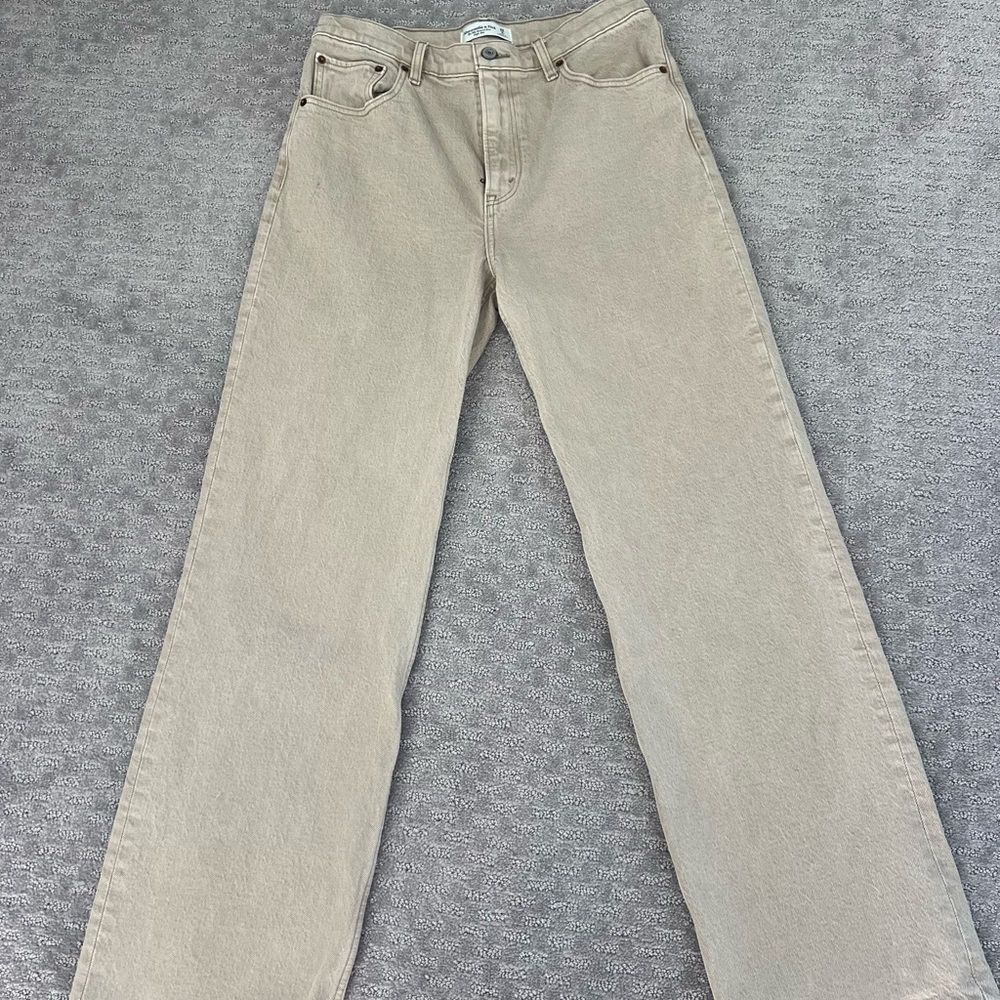 Beige/Tan Straight-Leg Jeans